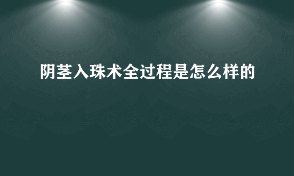 阴茎入珠术全过程是怎么样的