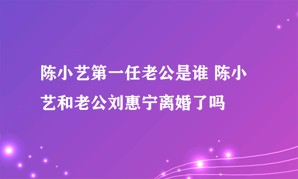 陈小艺第一任老公是谁 陈小艺和老公刘惠宁离婚了吗