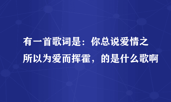 有一首歌词是：你总说爱情之所以为爱而挥霍，的是什么歌啊