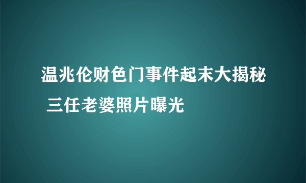 温兆伦财色门事件起末大揭秘 三任老婆照片曝光