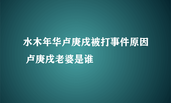 水木年华卢庚戌被打事件原因 卢庚戌老婆是谁