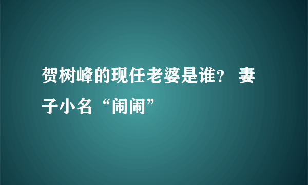 贺树峰的现任老婆是谁？ 妻子小名“闹闹”