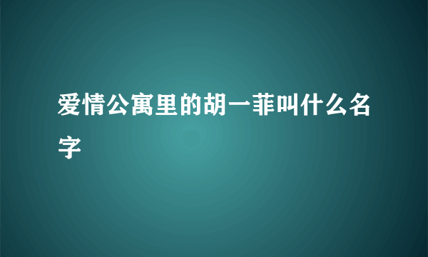 爱情公寓里的胡一菲叫什么名字