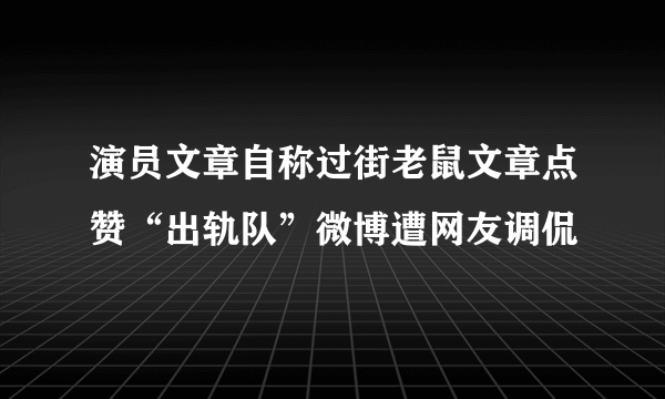 演员文章自称过街老鼠文章点赞“出轨队”微博遭网友调侃