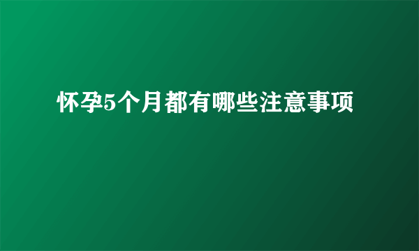 怀孕5个月都有哪些注意事项