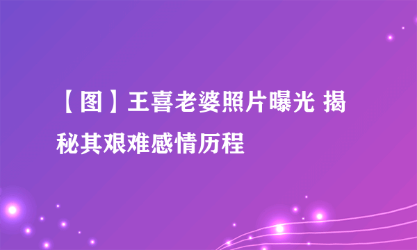 【图】王喜老婆照片曝光 揭秘其艰难感情历程