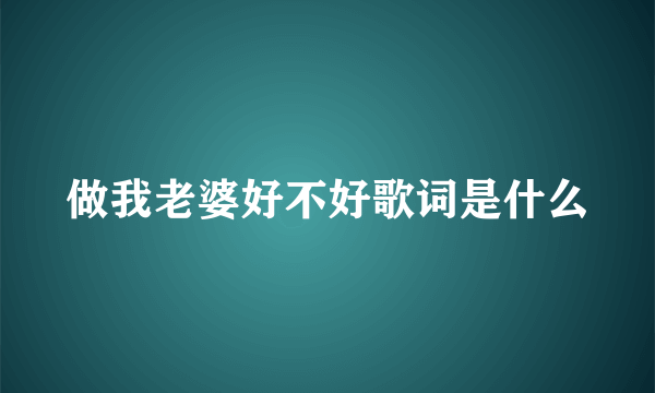 做我老婆好不好歌词是什么