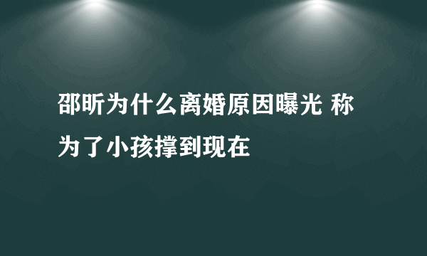 邵昕为什么离婚原因曝光 称为了小孩撑到现在