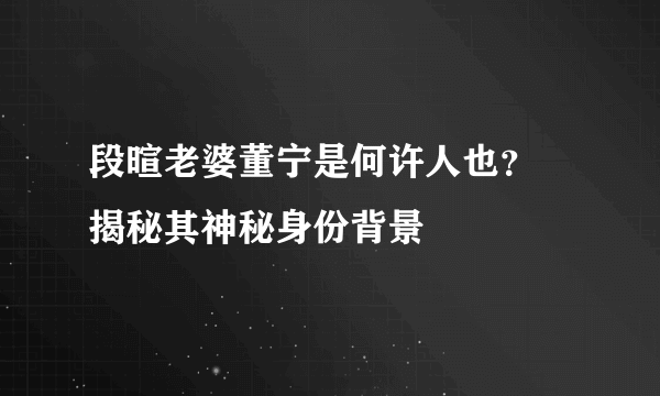 段暄老婆董宁是何许人也？ 揭秘其神秘身份背景