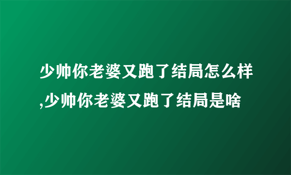 少帅你老婆又跑了结局怎么样,少帅你老婆又跑了结局是啥