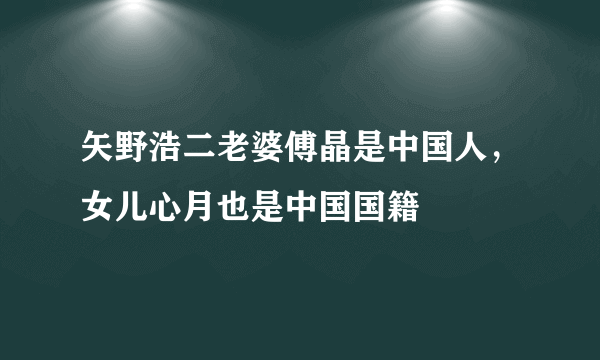 矢野浩二老婆傅晶是中国人，女儿心月也是中国国籍 