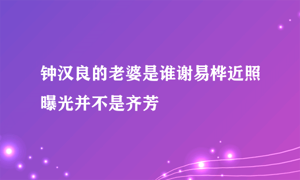 钟汉良的老婆是谁谢易桦近照曝光并不是齐芳