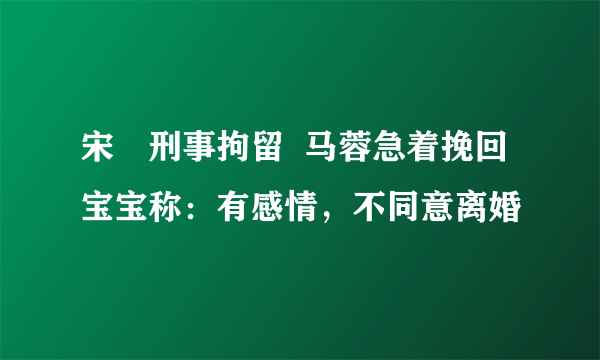 宋喆刑事拘留  马蓉急着挽回宝宝称：有感情，不同意离婚