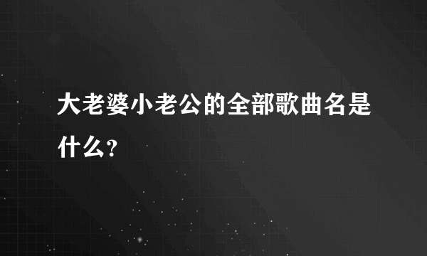 大老婆小老公的全部歌曲名是什么？