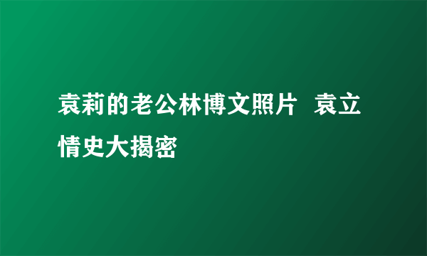 袁莉的老公林博文照片  袁立情史大揭密