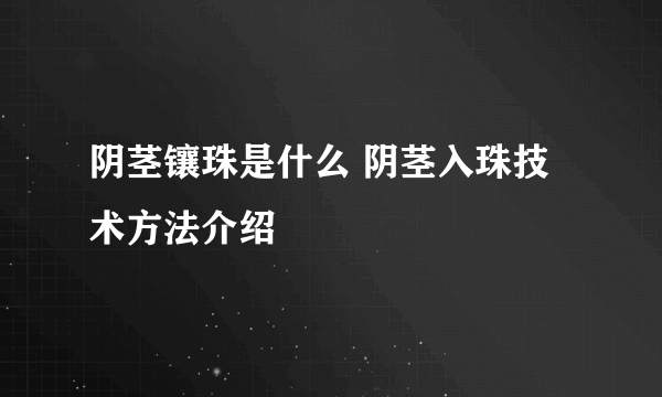 阴茎镶珠是什么 阴茎入珠技术方法介绍