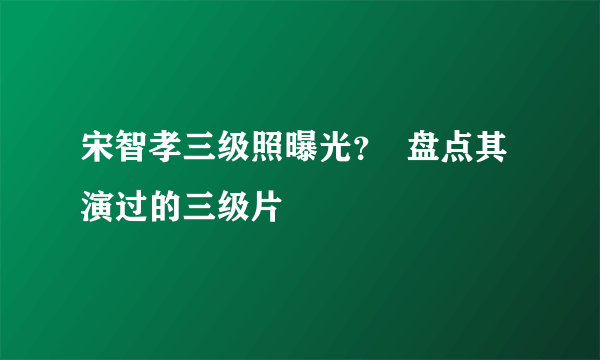 宋智孝三级照曝光？  盘点其演过的三级片