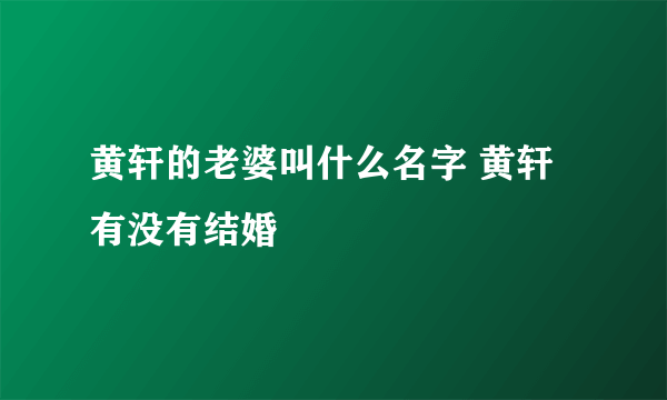 黄轩的老婆叫什么名字 黄轩有没有结婚