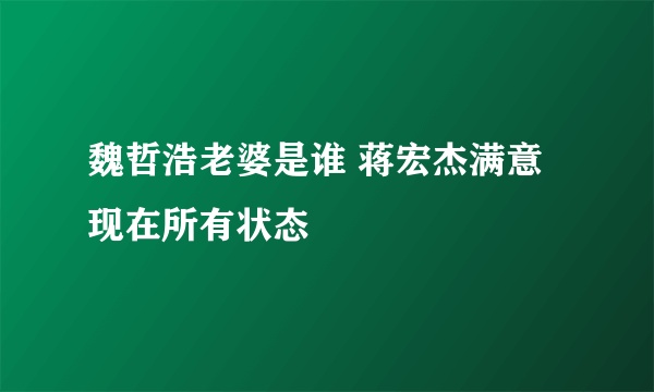 魏哲浩老婆是谁 蒋宏杰满意现在所有状态