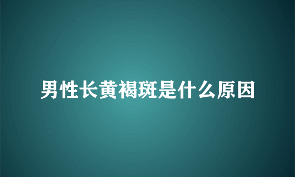 男性长黄褐斑是什么原因