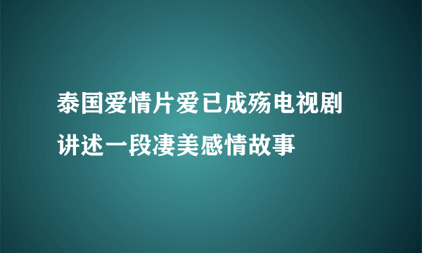 泰国爱情片爱已成殇电视剧 讲述一段凄美感情故事