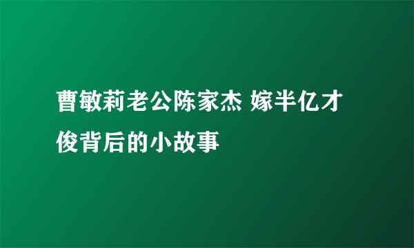 曹敏莉老公陈家杰 嫁半亿才俊背后的小故事