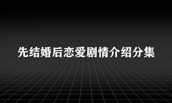 先结婚后恋爱剧情介绍分集