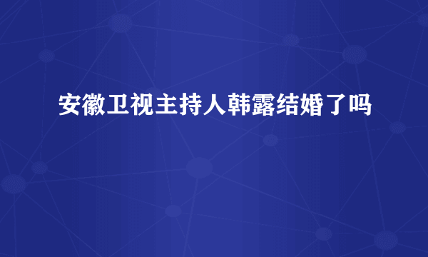 安徽卫视主持人韩露结婚了吗