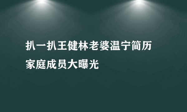 扒一扒王健林老婆温宁简历 家庭成员大曝光