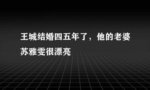 王城结婚四五年了，他的老婆苏雅雯很漂亮