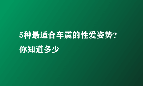 5种最适合车震的性爱姿势？你知道多少