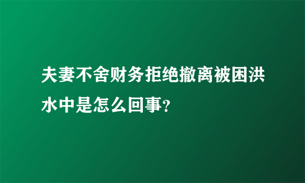 夫妻不舍财务拒绝撤离被困洪水中是怎么回事？