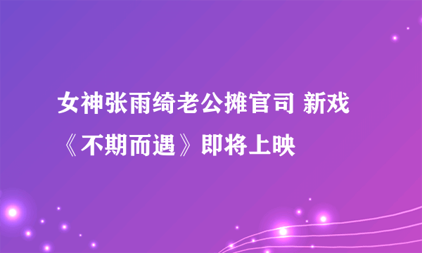 女神张雨绮老公摊官司 新戏《不期而遇》即将上映