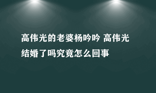 高伟光的老婆杨吟吟 高伟光结婚了吗究竟怎么回事