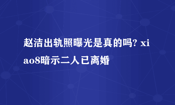 赵洁出轨照曝光是真的吗? xiao8暗示二人已离婚