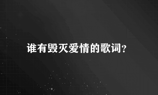 谁有毁灭爱情的歌词？