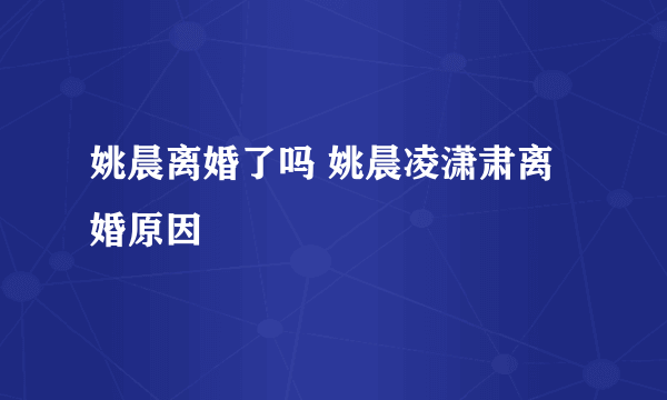 姚晨离婚了吗 姚晨凌潇肃离婚原因