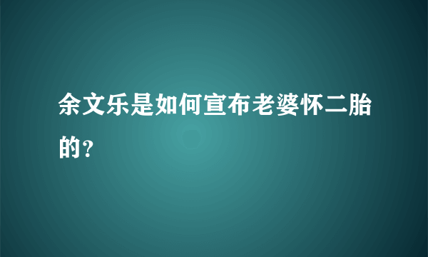 余文乐是如何宣布老婆怀二胎的？