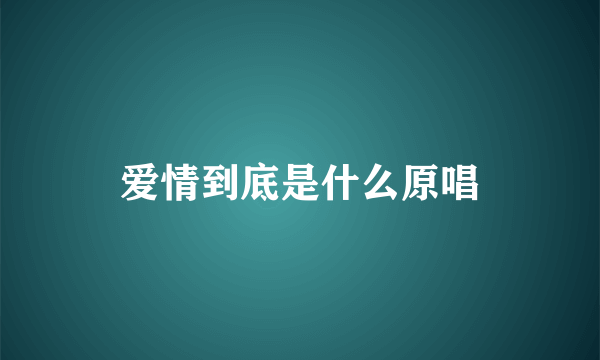 爱情到底是什么原唱