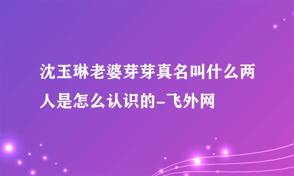 沈玉琳老婆芽芽真名叫什么两人是怎么认识的-飞外网