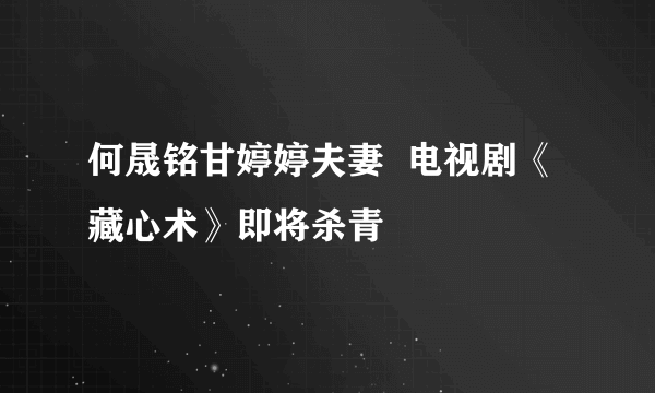 何晟铭甘婷婷夫妻  电视剧《藏心术》即将杀青