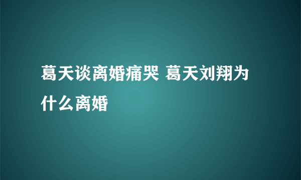 葛天谈离婚痛哭 葛天刘翔为什么离婚