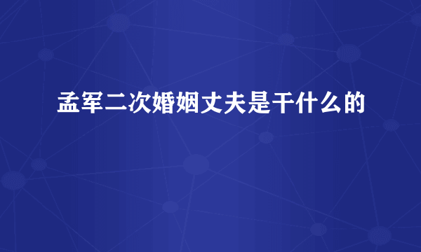 孟军二次婚姻丈夫是干什么的