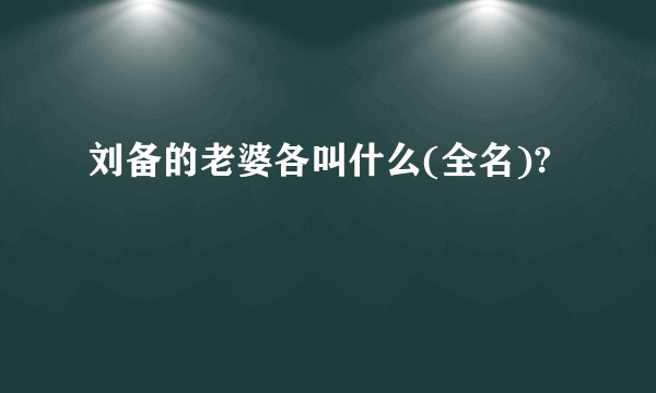 刘备的老婆各叫什么(全名)?