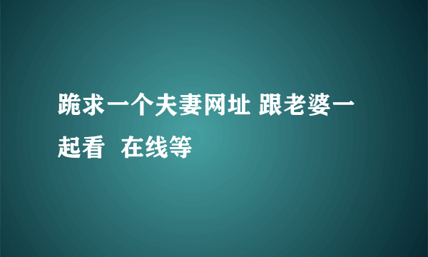 跪求一个夫妻网址 跟老婆一起看  在线等