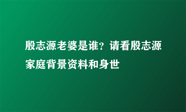 殷志源老婆是谁？请看殷志源家庭背景资料和身世