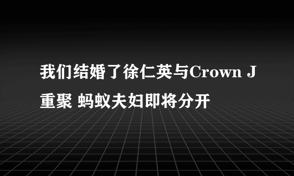 我们结婚了徐仁英与Crown J重聚 蚂蚁夫妇即将分开