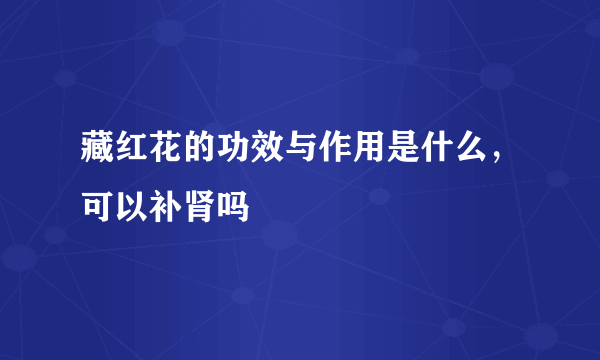 藏红花的功效与作用是什么，可以补肾吗