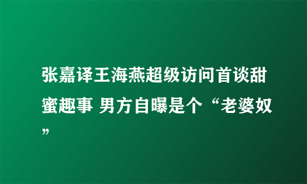 张嘉译王海燕超级访问首谈甜蜜趣事 男方自曝是个“老婆奴”