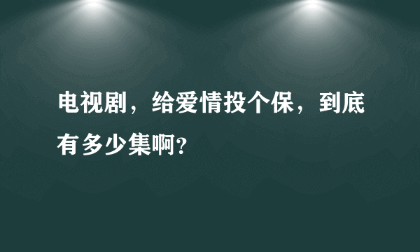 电视剧，给爱情投个保，到底有多少集啊？